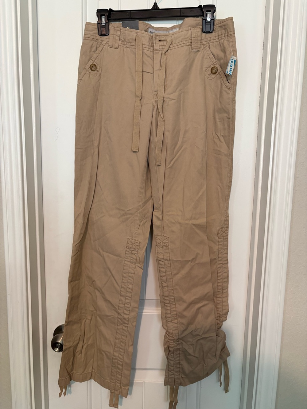 Old Navy Women's Drawstring Khaki Cargo Pants - Beige